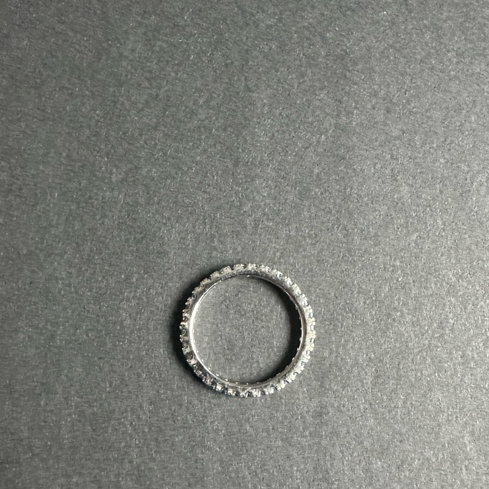 Suzy Levian Sterling Silver Thin Aqua Cubic Zirconia Eternity Band New - Picture 8 of 9
